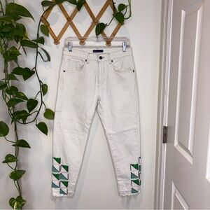 LEVIS Made & Crafted White Beaded Slim Crop Jeans